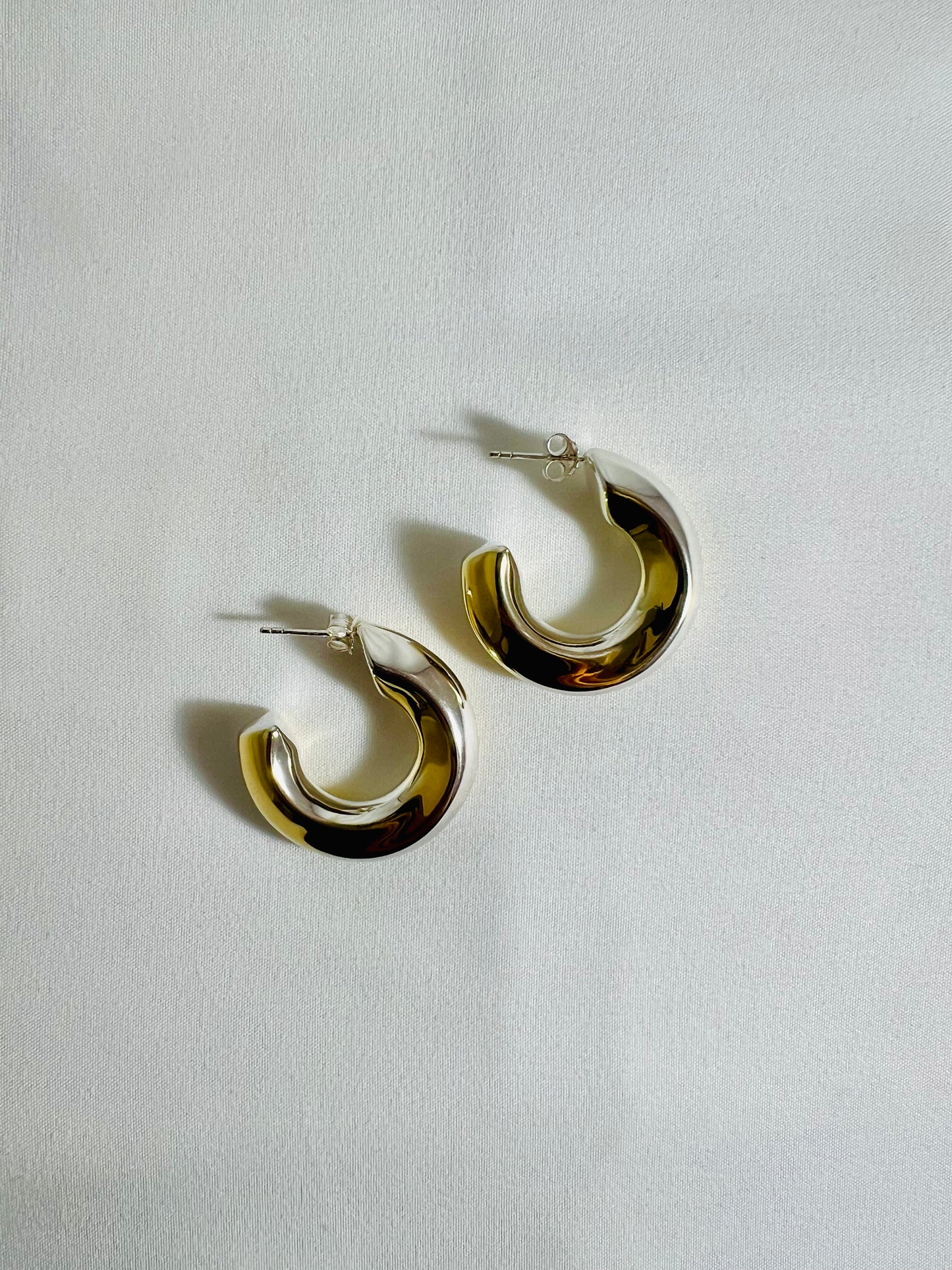 Two tone silver gold plated earring #01850