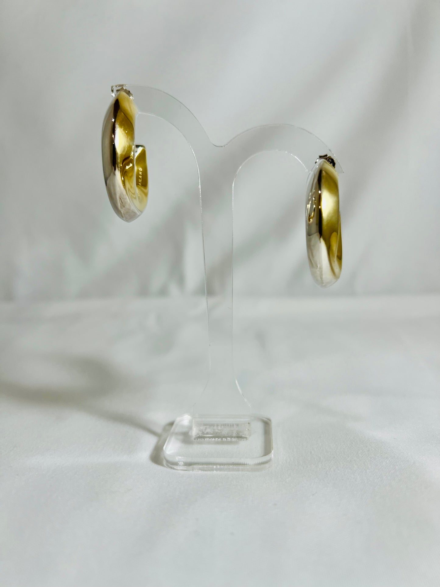 Two tone silver gold plated earring #01850