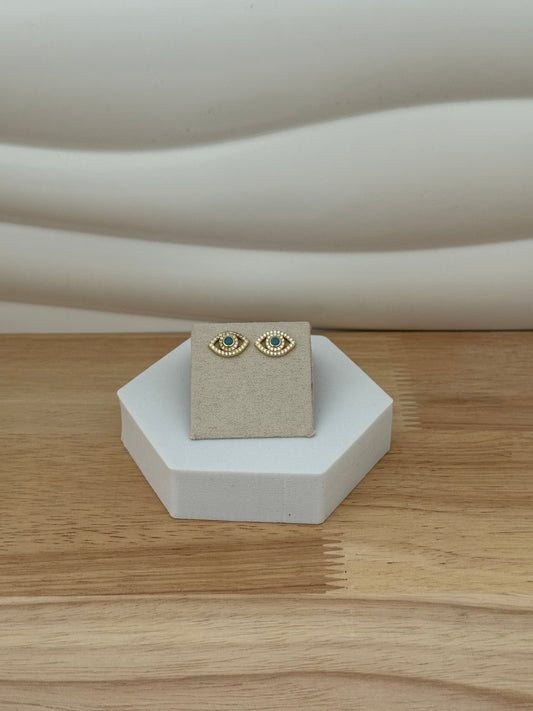 Evil Eye Silver Gold-Plated Earring-0010
