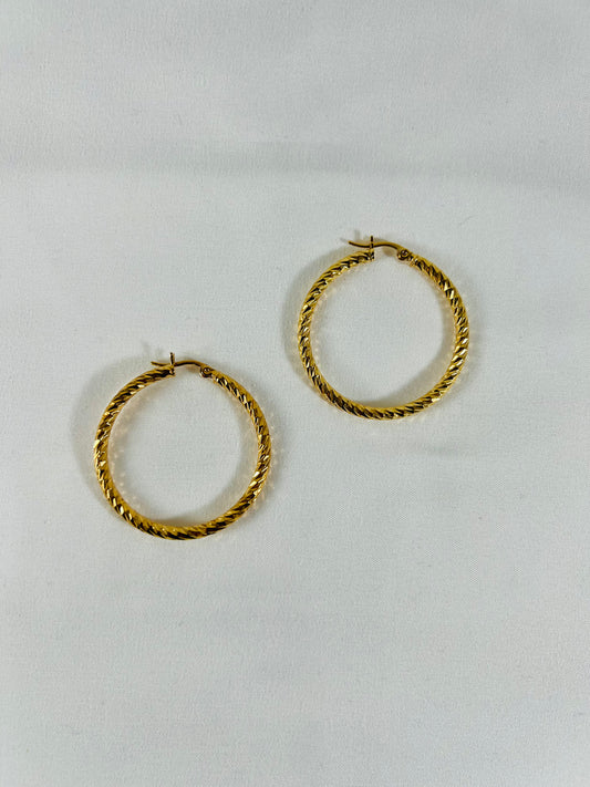 Gold plated star cut hoop #0525