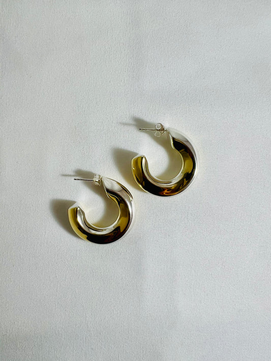 Two tone silver gold plated earring #01850